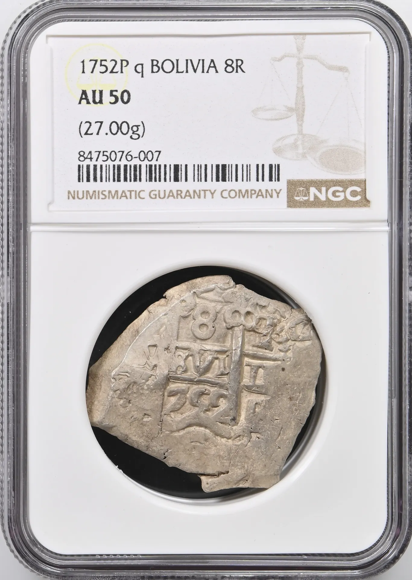 Bolivia Latin American Coins Bolivia 8 Reales 1752 P q PCGS AU50 0158342 Bolivia 8 Reales 1752 P q PCGS AU50 0158342Bolivia 8 Reales 1752 P q PCGS AU50 0158342