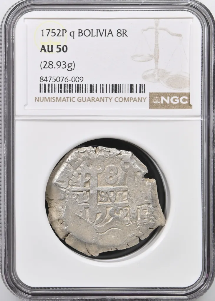 Bolivia 8 Reales 1752 P q PCGS AU50 0158343