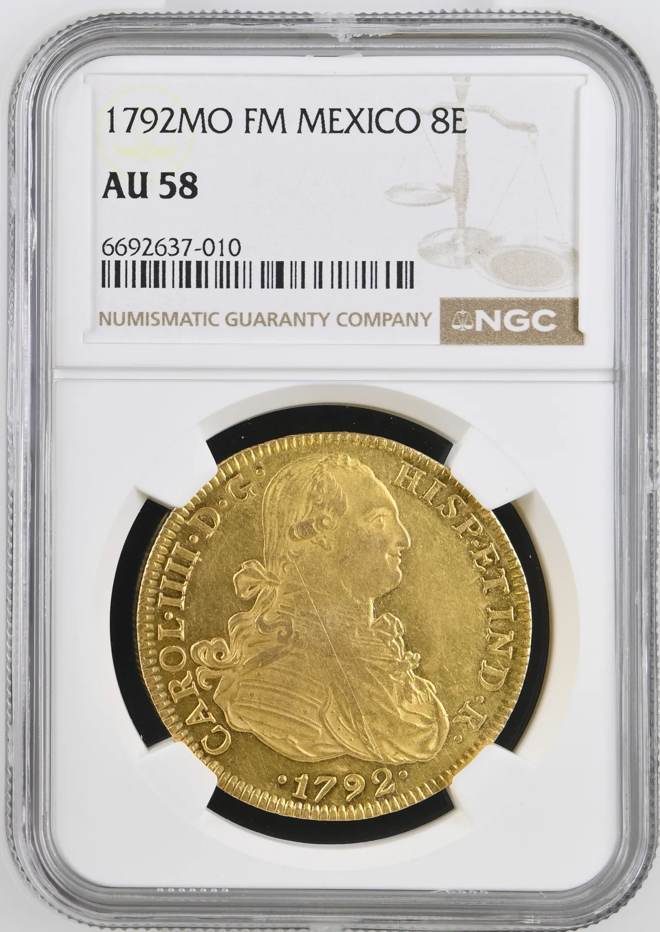 Colonial Gold Mexican Coins Colonial Gold 8 Escudos 1792 Mo FM NGC AU58 0158440 Colonial Gold 8 Escudos 1792 Mo FM NGC AU58 0158440