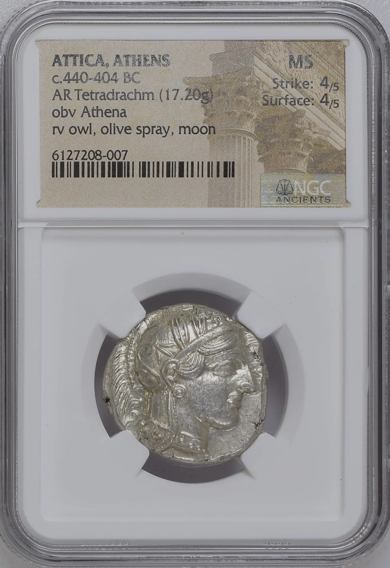 Attica Athens c.440-404 BC AR Tetradrachm NGC MS 0158470