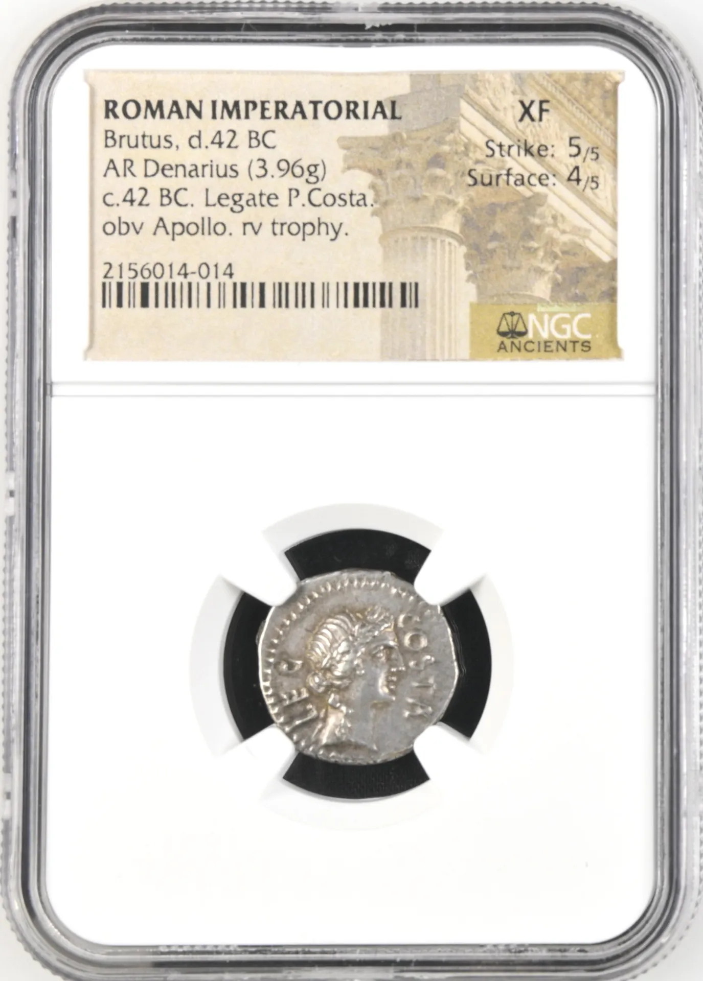 Ancient Coins Roman Imperatorial Roman Imperatorial Brutus d.42 BC AR Denarius NGC XF 0158471 Roman Imperatorial Brutus d.42 BC AR Denarius NGC XF 0158471Roman Imperatorial Brutus d.42 BC AR Denarius NGC XF 0158471