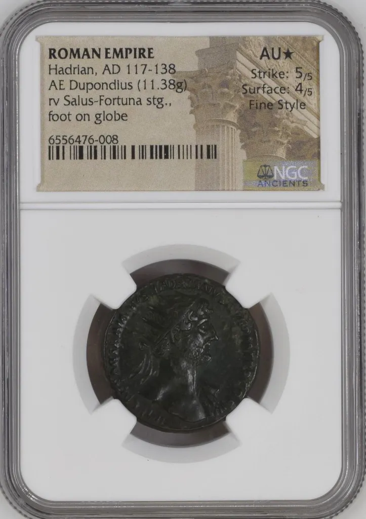 Roman Imperial Hadrian 117-138 AD AE Dupondius NGC AU* 0158472