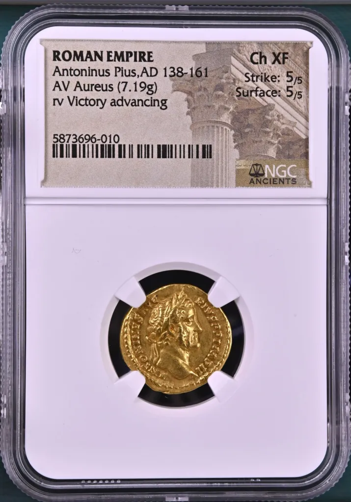 Roman Imperial Antononus Pius 138-161 AD AV Aureus NGC Ch XF 0158473