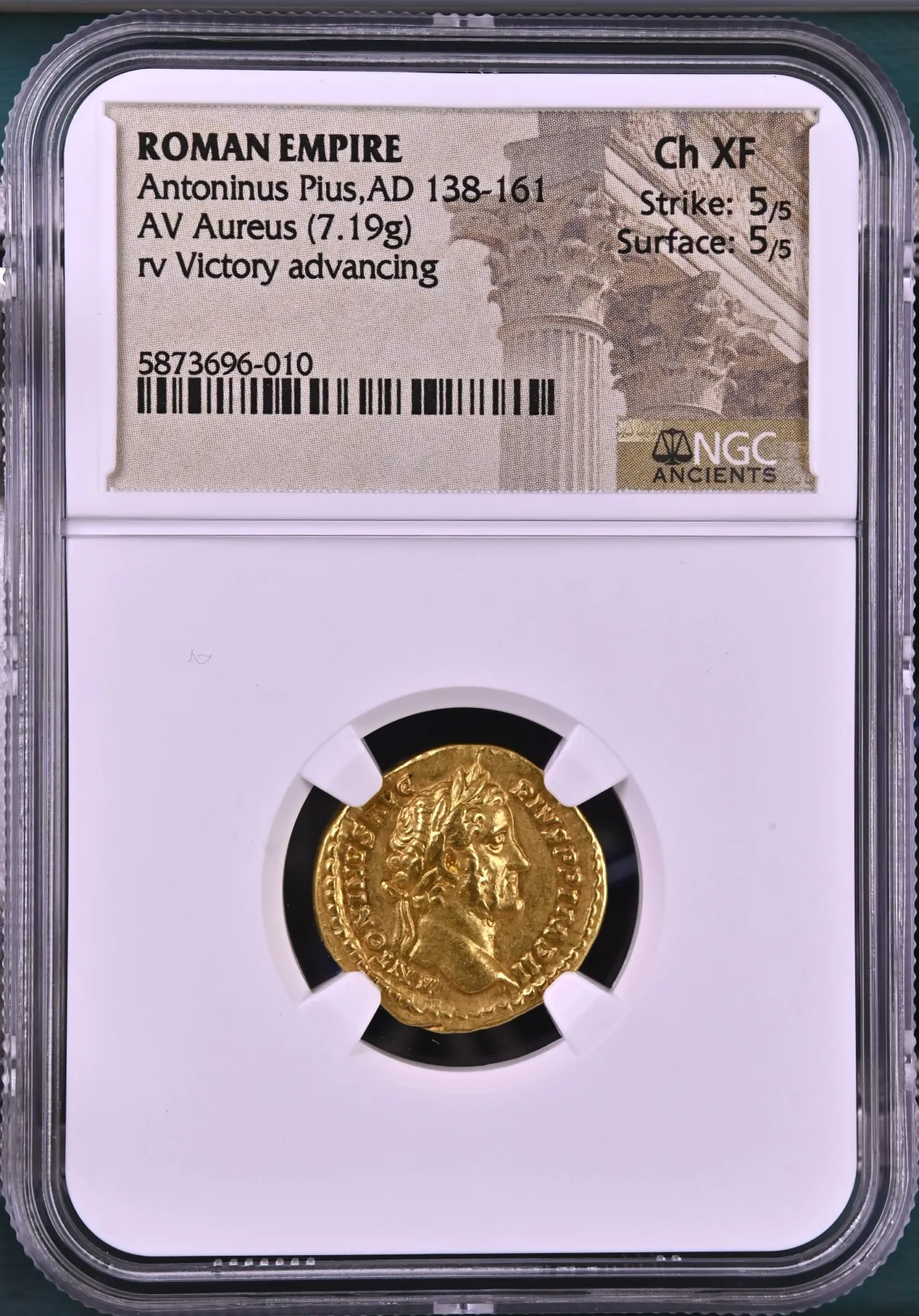 Roman Imperial Antononus Pius 138-161 AD AV Aureus NGC Ch XF 0158473
