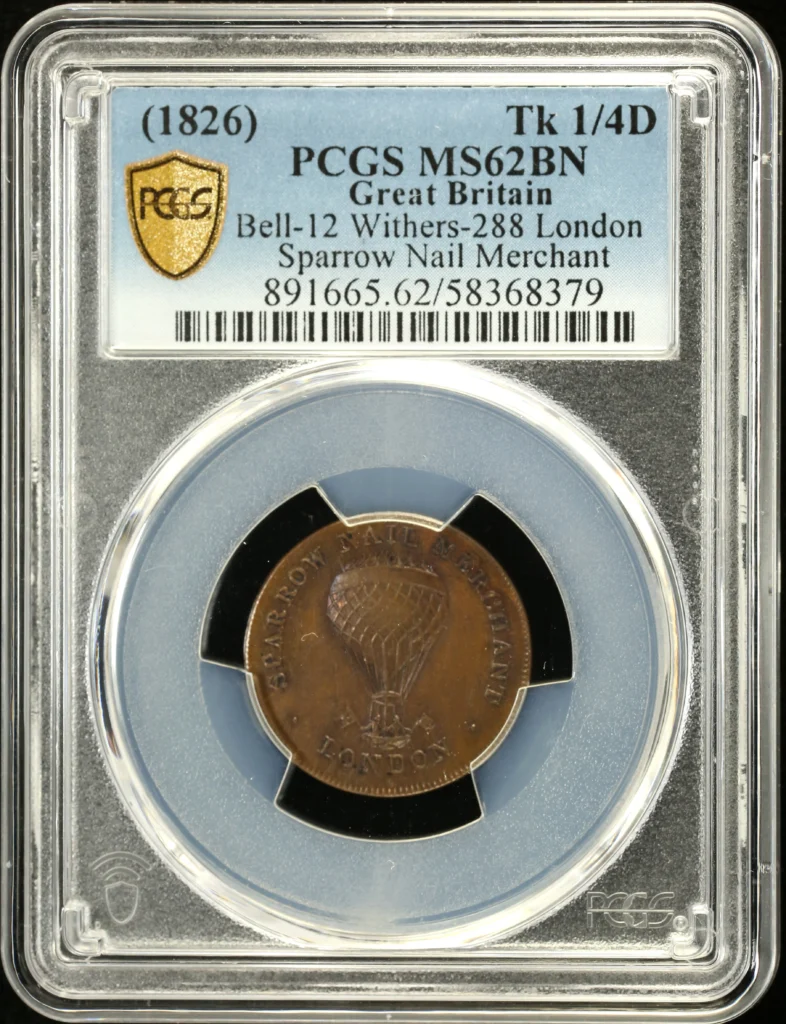 UK (Great Britain) Token 1/4 Penny (1826) PCGS MS62BN 0158479