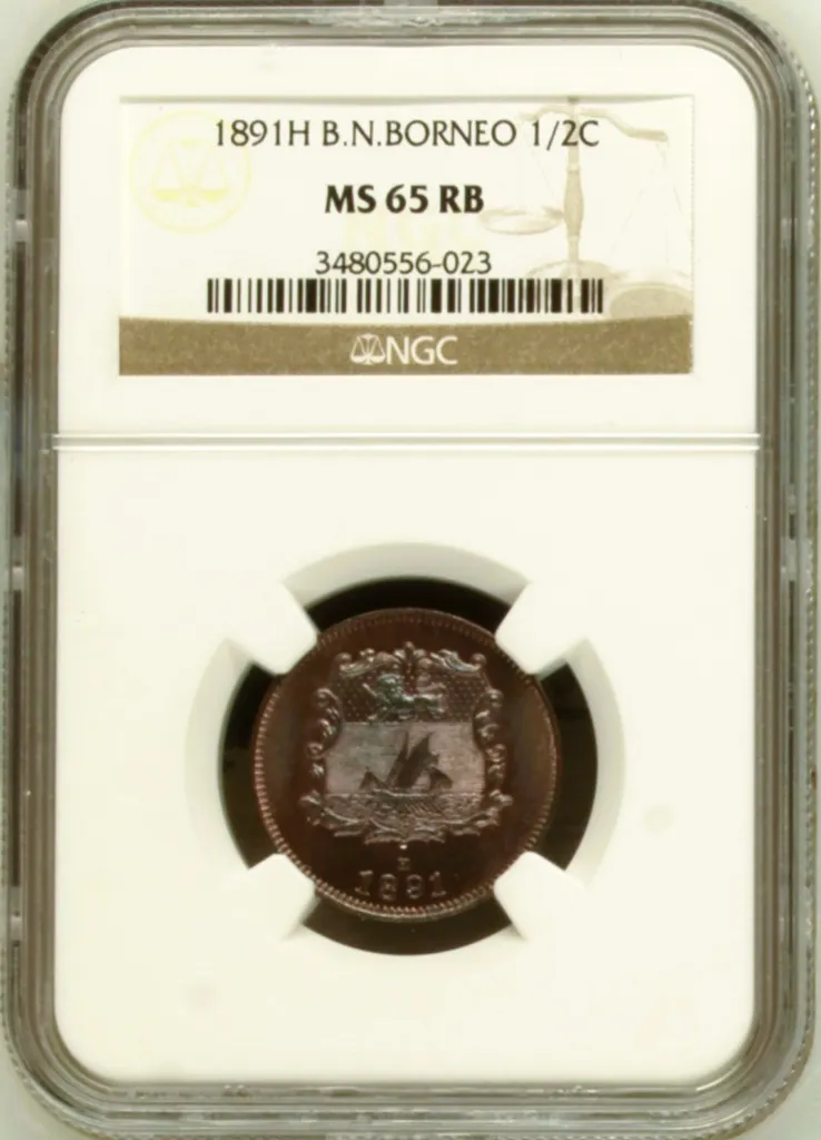British North Borneo 1/2 Cent 1891 H NGC MS65RB 0158482