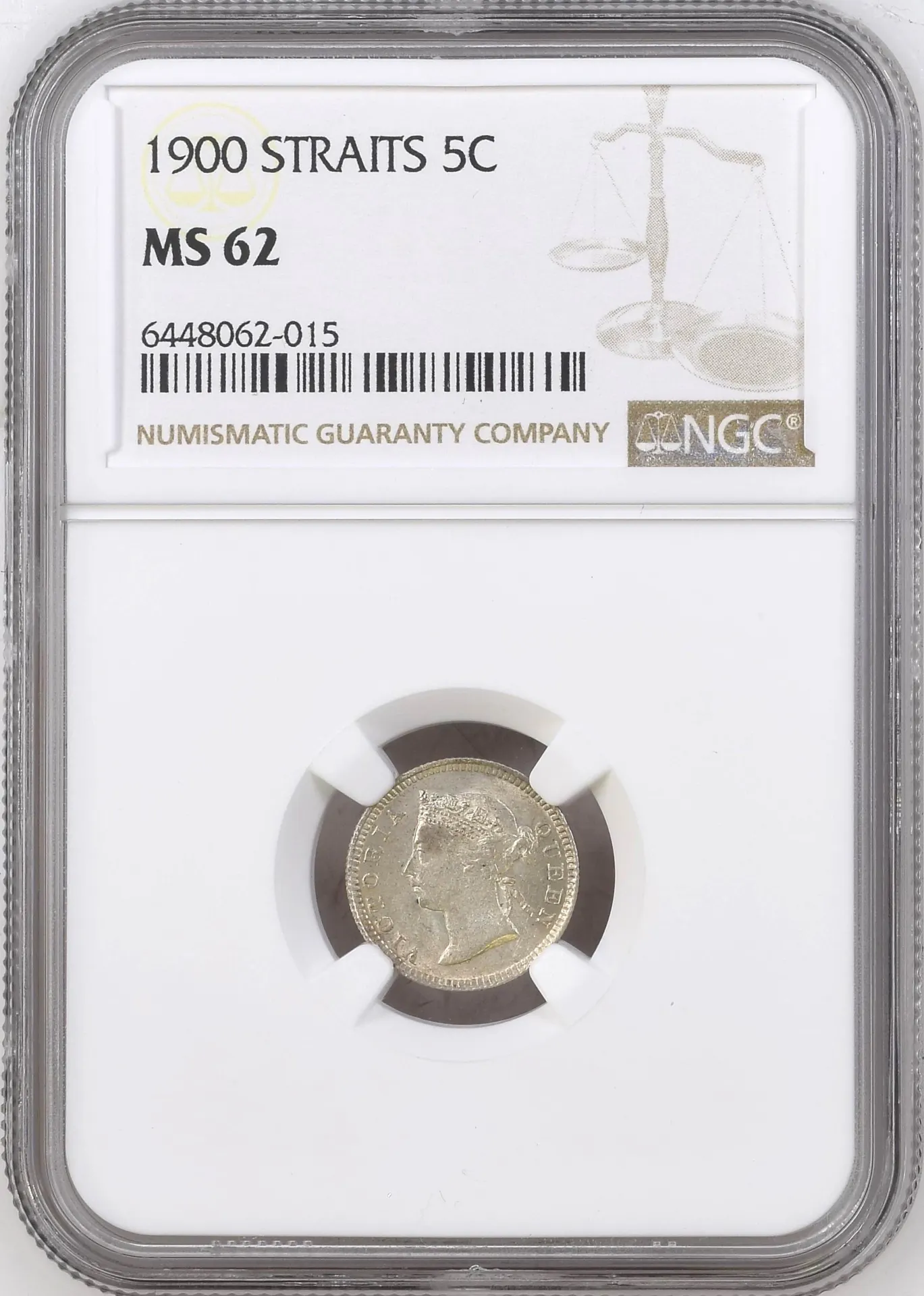 Straits Settlements 5 Cent 1900 NGC MS62 0158496