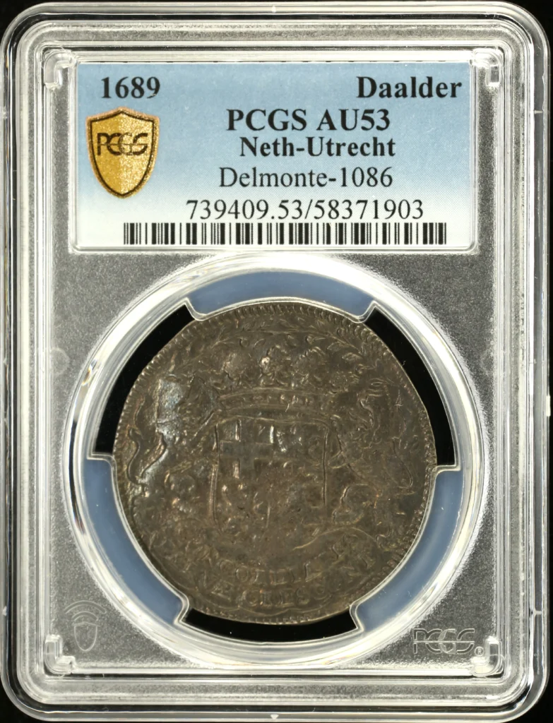 Netherlands 30 Stuiver 1689 Utrecht Delmonte-1086 PCGS AU53 0158511