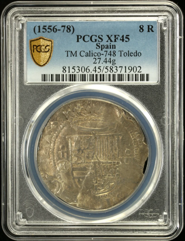 Spain 8 Reales (1556-78) Toledo TM Calico-748  PCGS XF45 0158520
