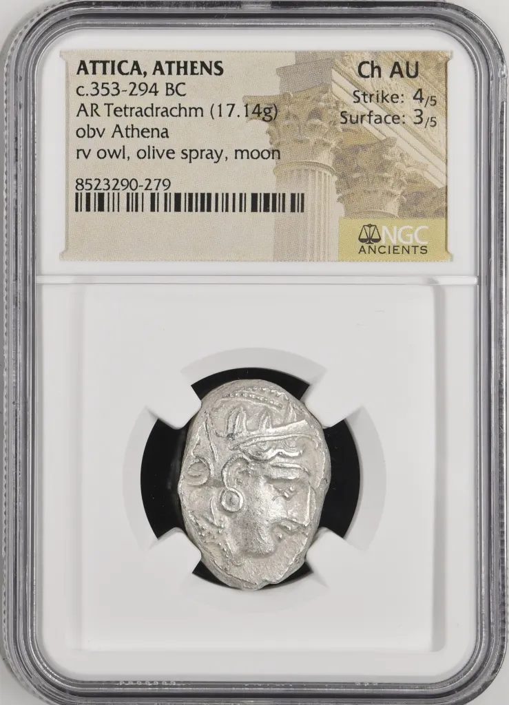 Attica Athens c.353-294 BC AR Tetradrachm NGC Ch AU 0158551