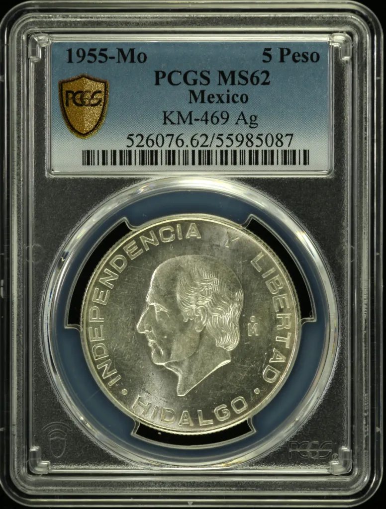 Modern Silver & Minors 5 Peso 1955 Mo KM-469 PCGS MS62 0158288
