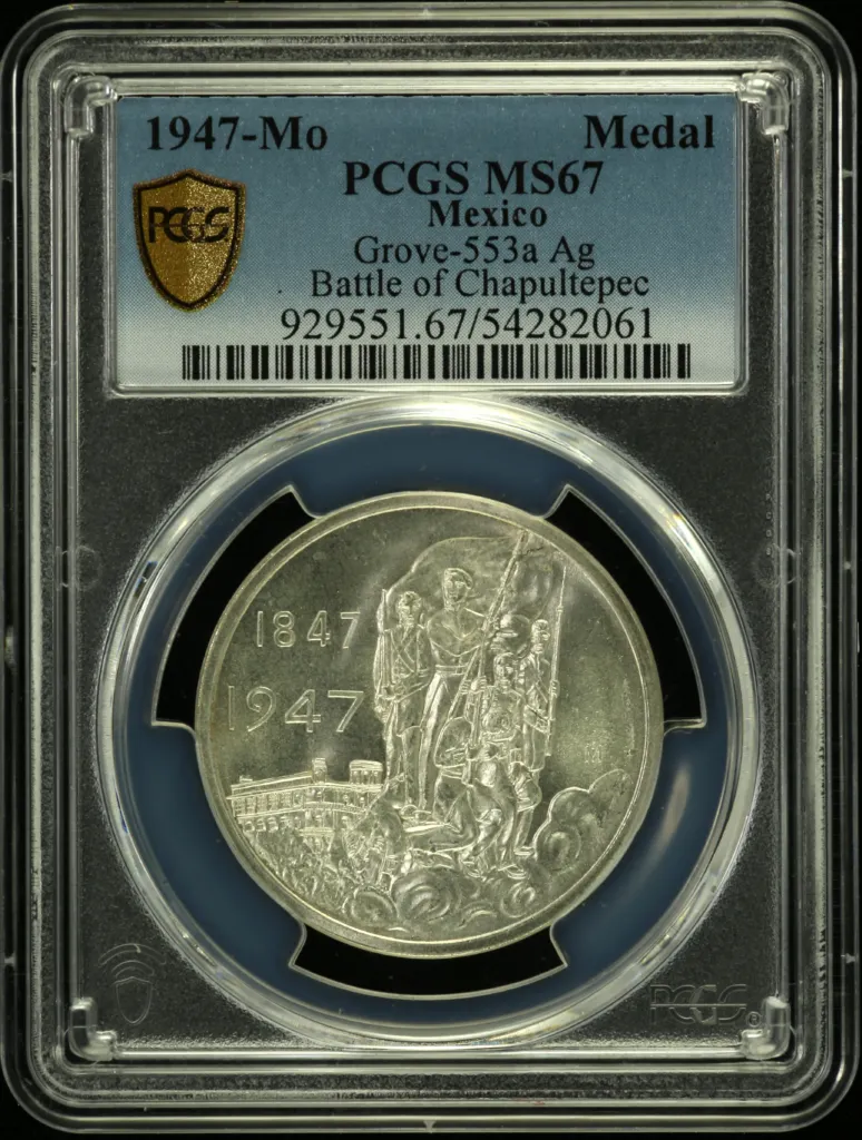 Medals & Tokens Battle of Chapultepec Silver Medal 1947 Mo Grove-553a PCGS MS67 0158367
