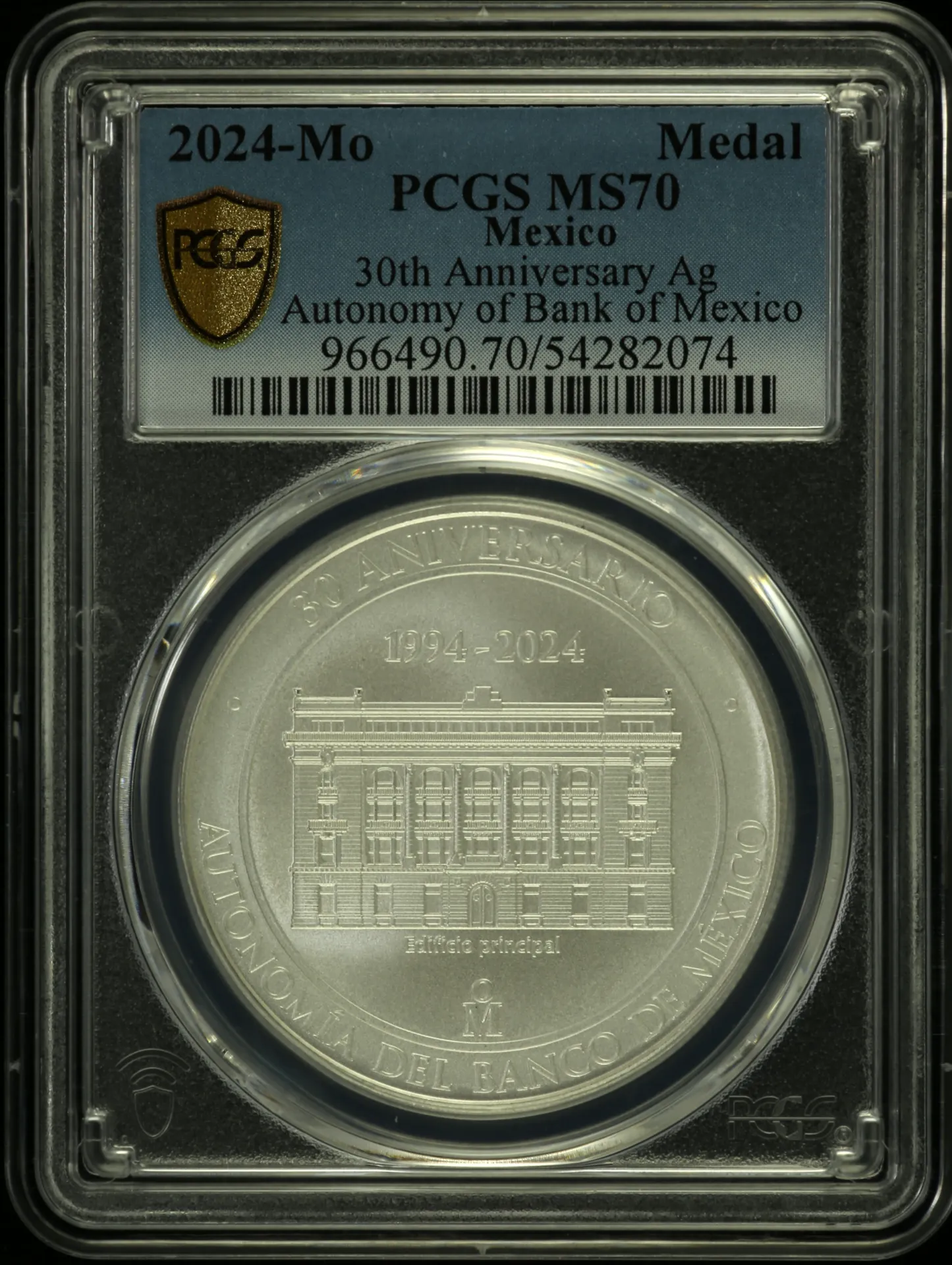 Medals & Tokens Mexican Coins Medals & Tokens 30th Anniversary of the Autonomy of Banco de Mexico Silver Medal 2024 Mo PCGS MS70 0158372 Medals & Tokens 30th Anniversary of the Autonomy of Banco de Mexico Silver Medal 2024 Mo PCGS MS70 0158372