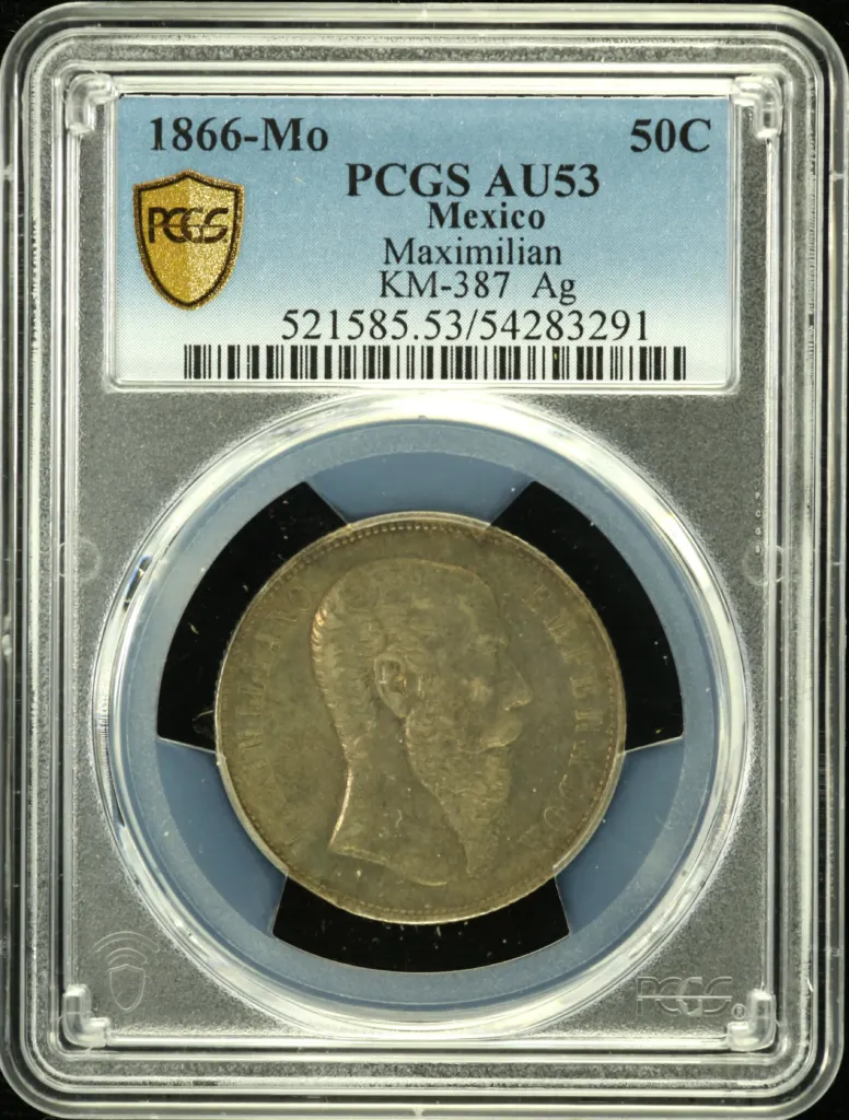 Imperial Era 50 Centavo 1866 Mo KM-387 PCGS AU53 0158088