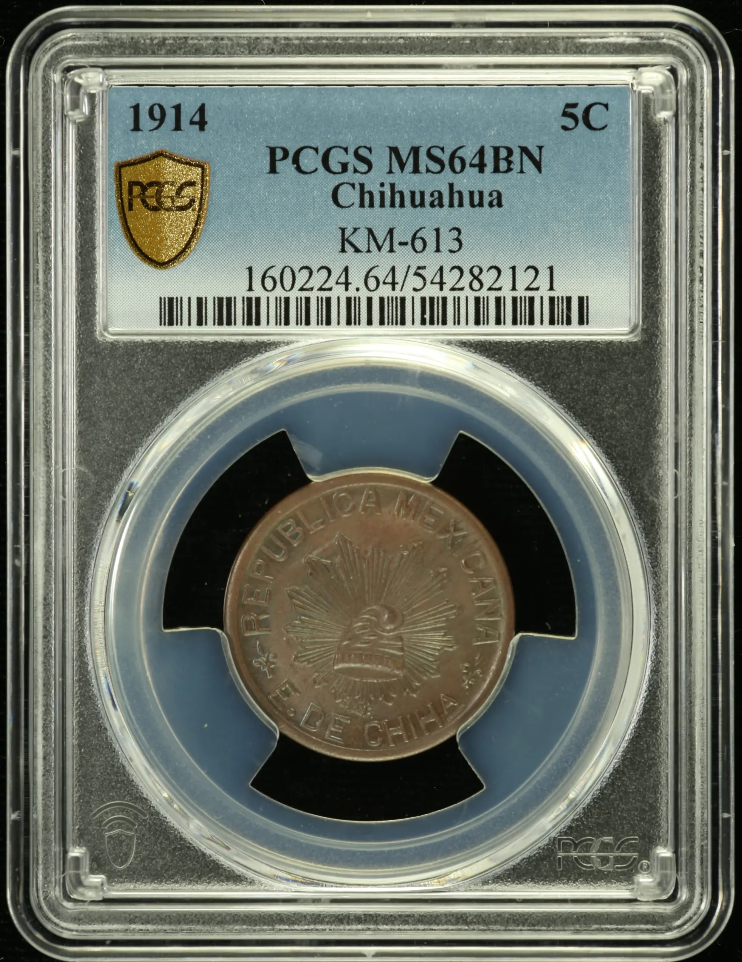 Chihuahua 5 Centavo 1914 Chihuahua KM-613 PCGS MS64BN 0158192