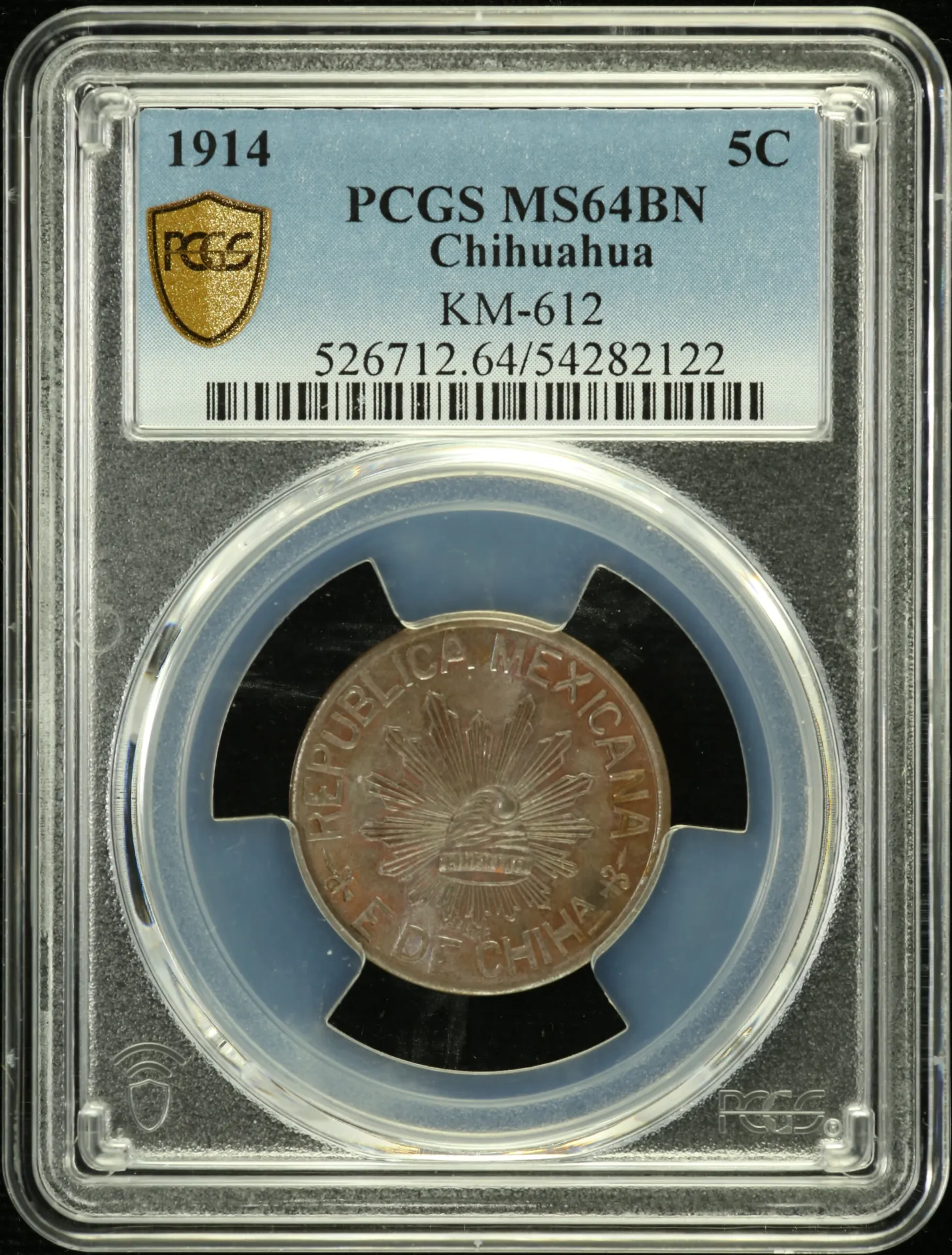 Chihuahua 5 Centavo 1914 Chihuahua KM-612 PCGS MS64BN 0158193
