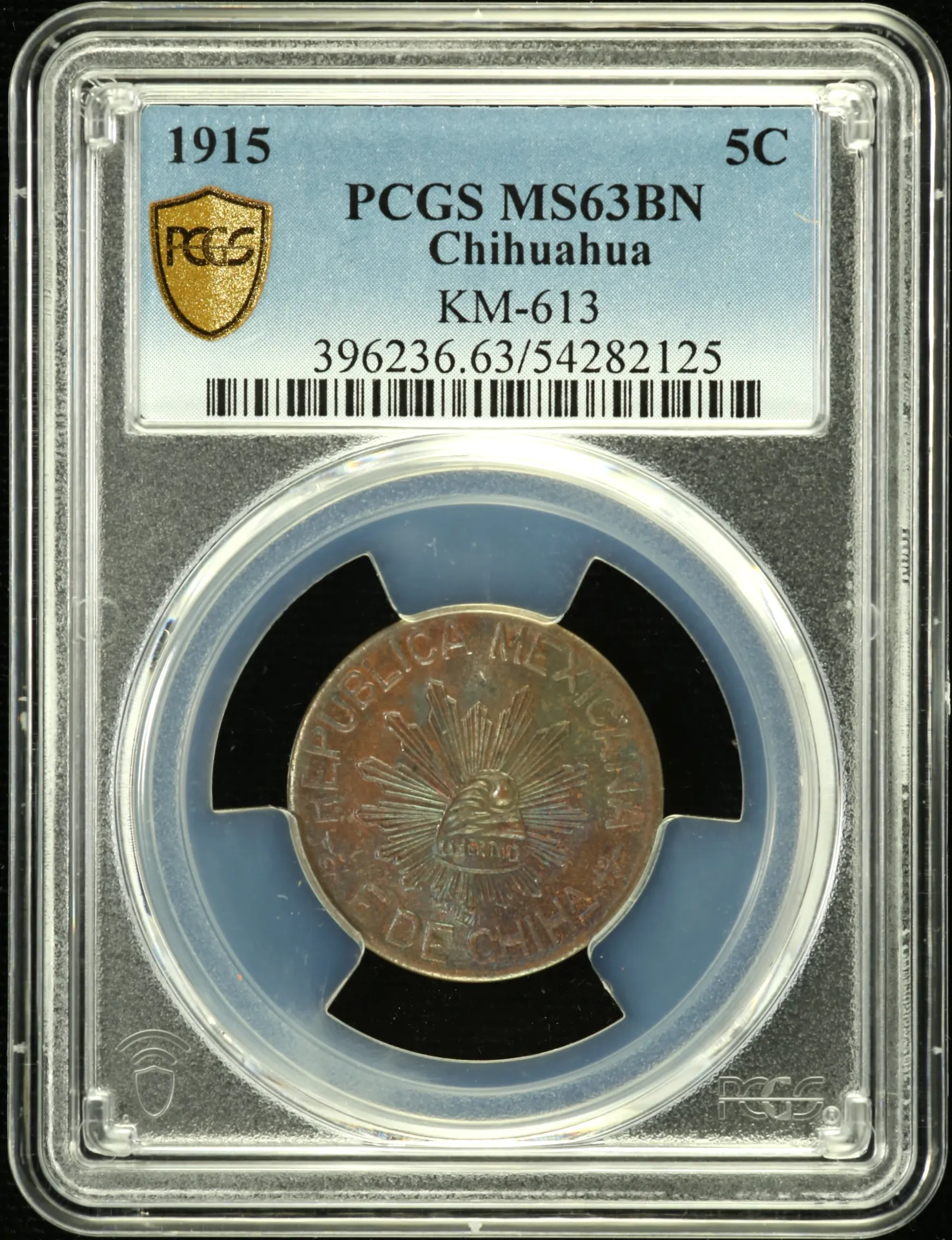 Chihuahua Mexican Coins Revolution Chihuahua 5 Centavo 1915 Chihuahua KM-613 PCGS MS63BN 0158195 Chihuahua 5 Centavo 1915 Chihuahua KM-613 PCGS MS63BN 0158195Chihuahua 5 Centavo 1915 Chihuahua KM-613 PCGS MS63BN 0158195