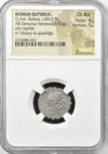Ancient Coins Roman Republic Roman Republic Q. Ant. Balbus c.83/2 BC AR Denarius Serratus NGC Ch AU 0158475 Roman Republic Q. Ant. Balbus c.83/2 BC AR Denarius Serratus NGC Ch AU 0158475