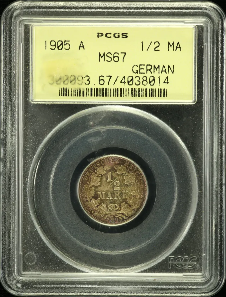 Germany 1/2 Mark 1905 A PCGS MS67 0158554