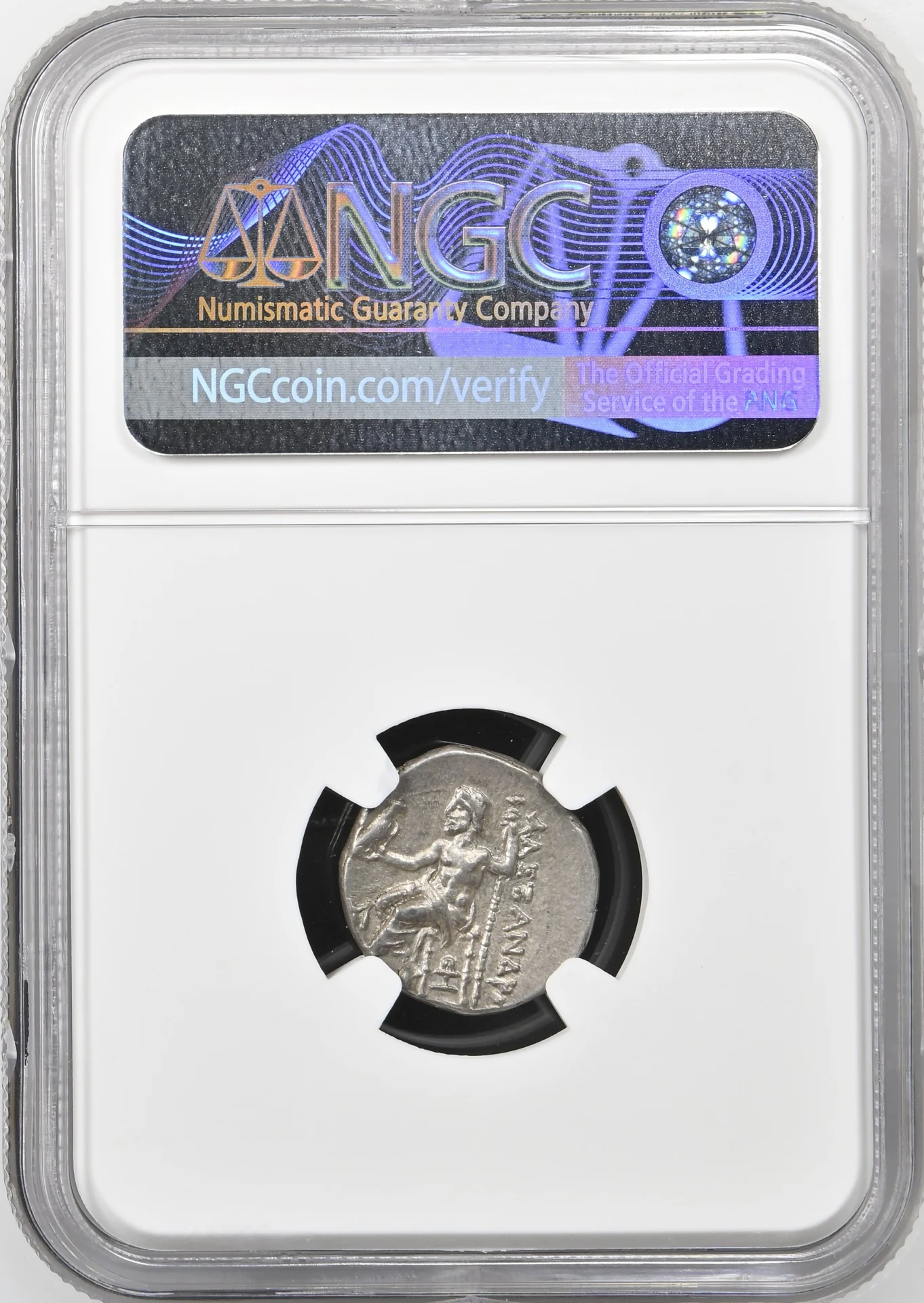 Ancient Coins Greek Macedonian Kings Macedonian Kings Alexander III(The Great) 336-323 BC AR Drachm NGC AU 0158912 Macedonian Kings Alexander III(The Great) 336-323 BC AR Drachm NGC AU 0158912Macedonian Kings Alexander III(The Great) 336-323 BC AR Drachm NGC AU 0158912 - Image 2