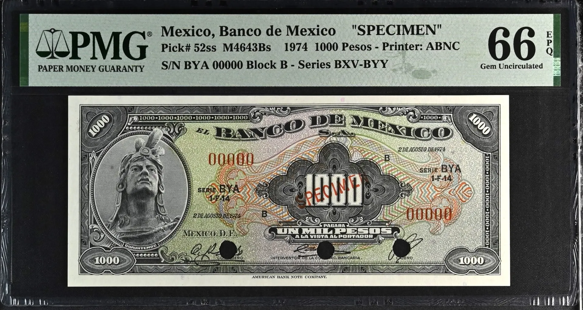 Banco De Mexico Mexican Currency Banco De Mexico 1000 Pesos 1974 Pick #52ss PMG Gem UNC66 EPQ f_35626 Banco De Mexico 1000 Pesos 1974 Pick #52ss PMG Gem UNC66 EPQ f_35626Banco De Mexico 1000 Pesos 1974 Pick #52ss PMG Gem UNC66 EPQ f_35626