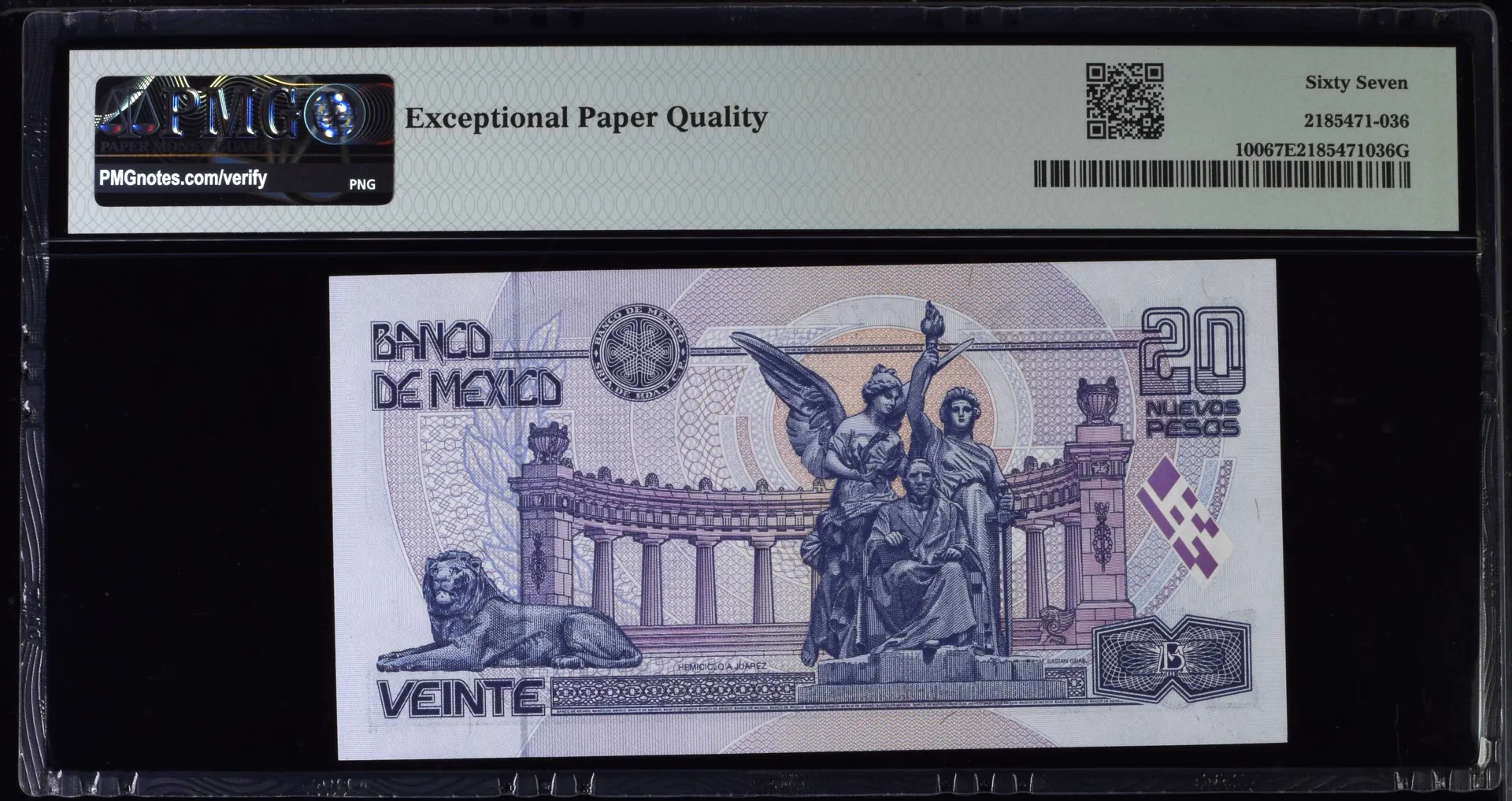 Banco De Mexico Mexican Currency Banco De Mexico 20 Nuevos Pesos 1992 M4673 P100 PMG Superb Gem UNC67 EPQ f_35636 Banco De Mexico 20 Nuevos Pesos 1992 M4673 P100 PMG Superb Gem UNC67 EPQ f_35636Banco De Mexico 20 Nuevos Pesos 1992 M4673 P100 PMG Superb Gem UNC67 EPQ f_35636 - Image 2