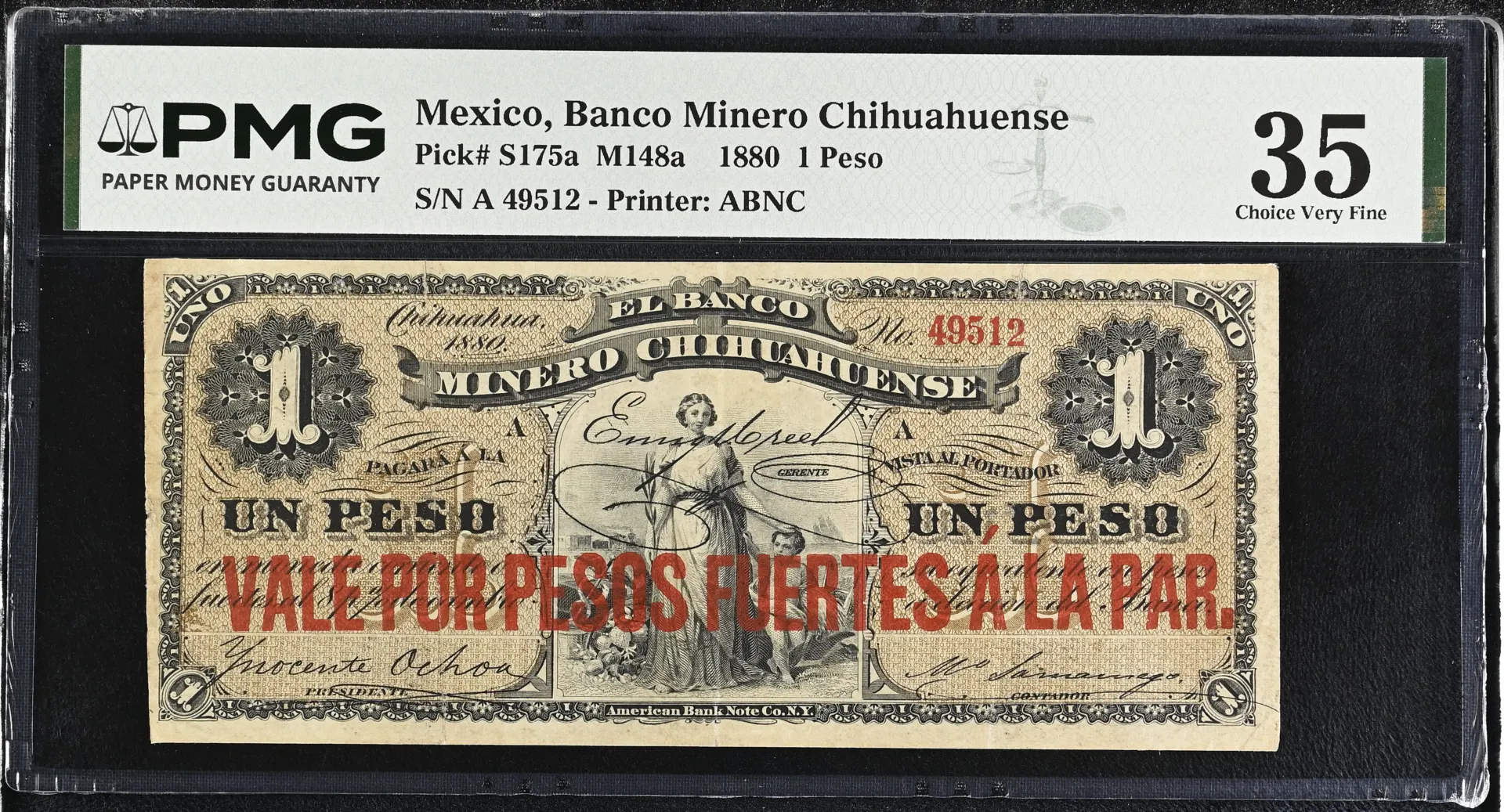 Bancos Mexican Currency Bancos Peso 1880 Chihuahua M148a P S175a PMG Ch VF35 f_35653 Bancos Peso 1880 Chihuahua M148a P S175a PMG Ch VF35 f_35653
