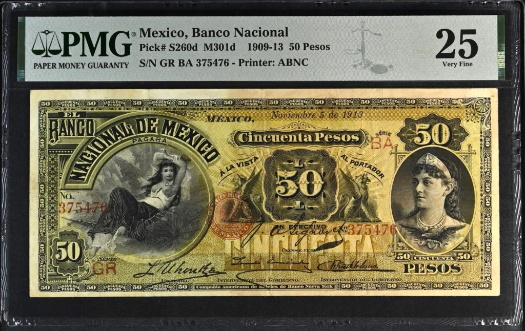 Bancos 50 Pesos 1913 Distrito Federal M301d PMG VF25 f_35655