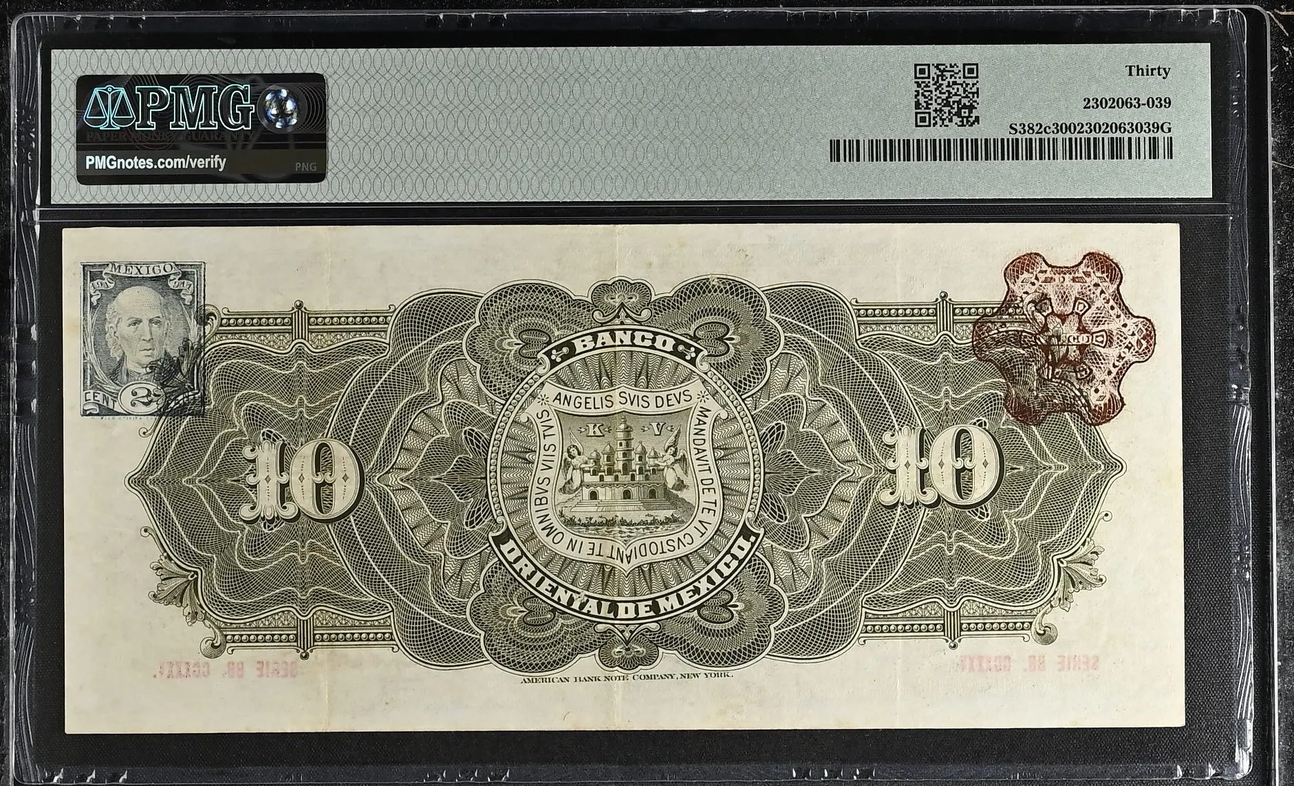 Bancos Mexican Currency Bancos 10 Pesos 1910 Puebla PMG VF30 M461c f_35658 Bancos 10 Pesos 1910 Puebla PMG VF30 M461c f_35658Bancos 10 Pesos 1910 Puebla PMG VF30 M461c f_35658 - Image 2