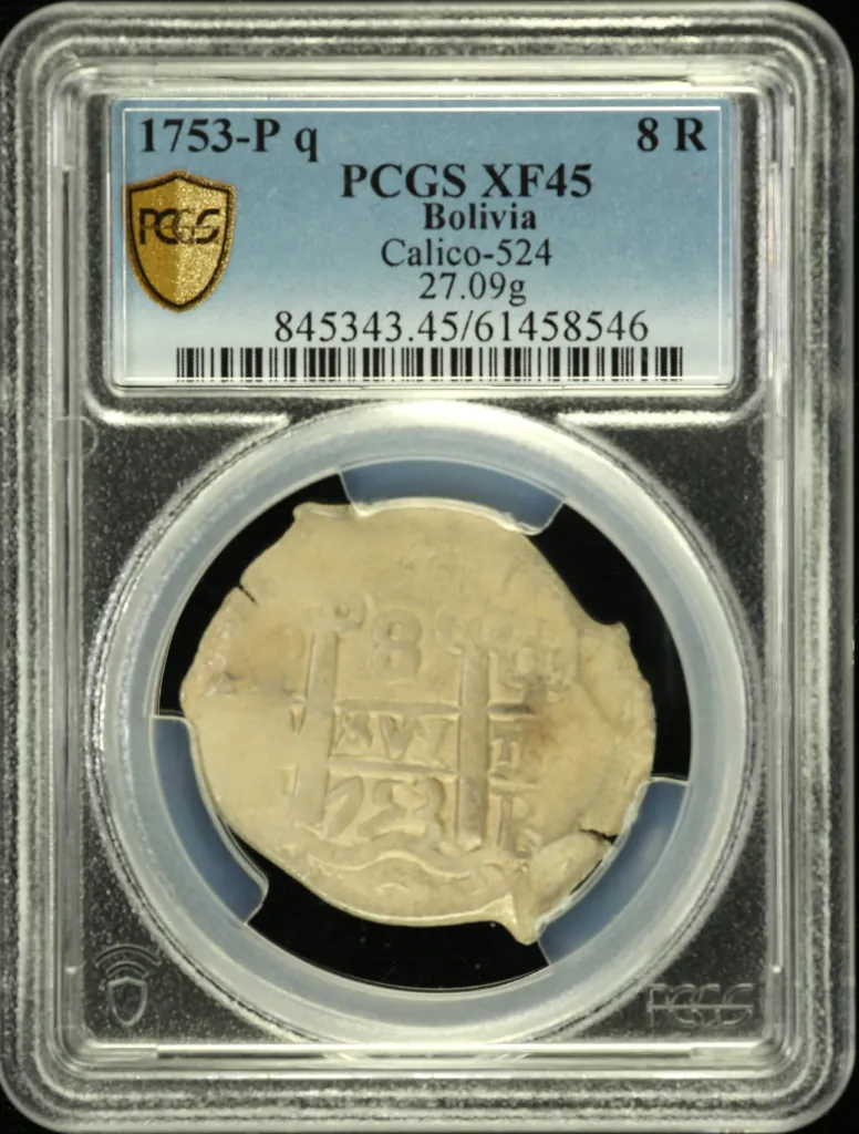 Bolivia 8 Reales 1753 P q Calico-524 PCGS XF45 0158579