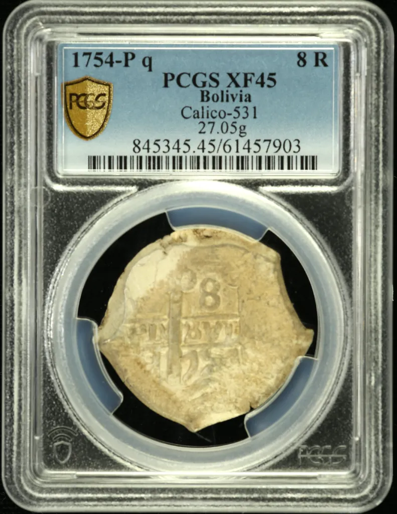 Bolivia 8 Reales 1754 P q Calico-531 PCGS XF45 0158582