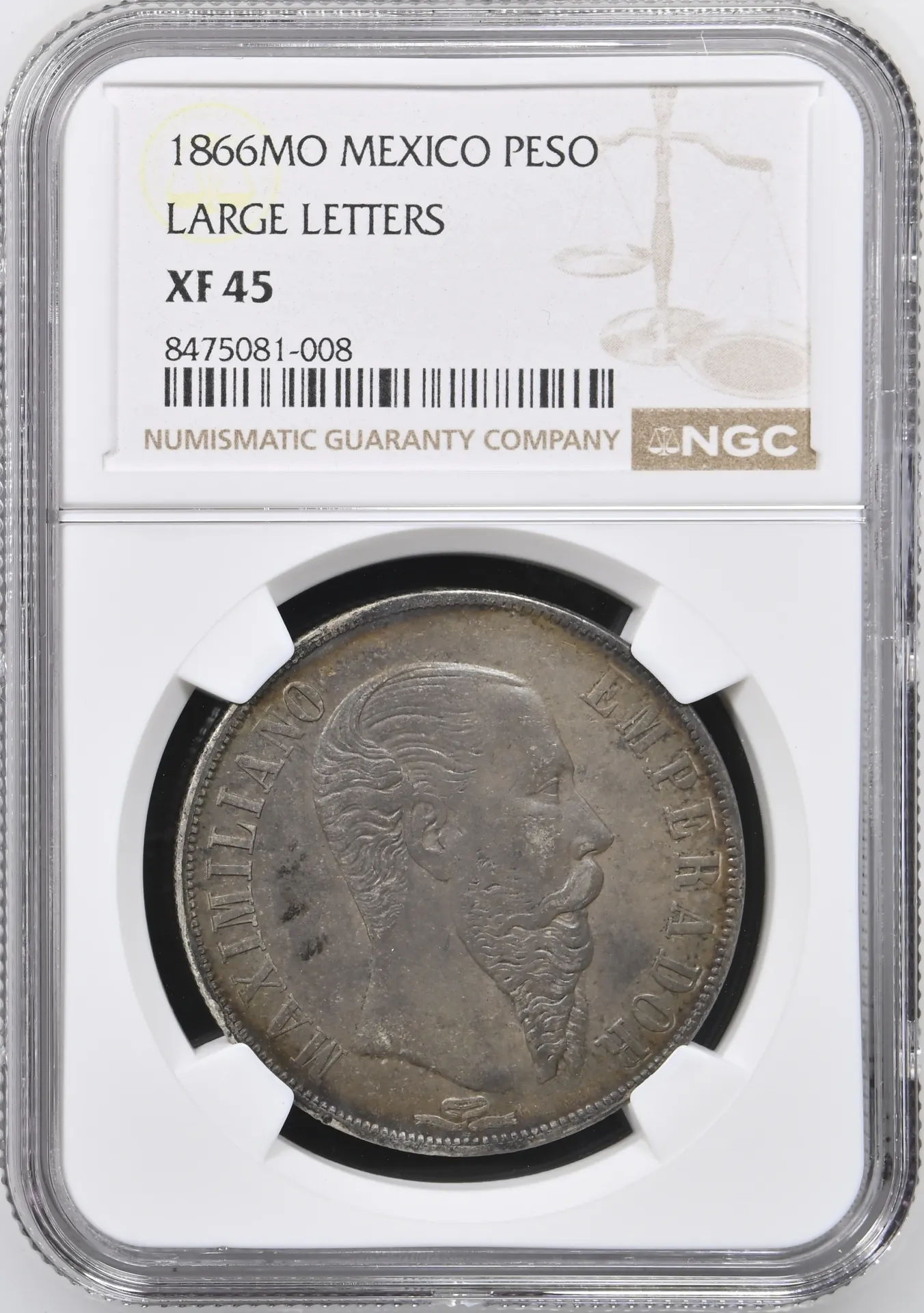 Imperial Era Peso 1866 Mo NGC XF45 0158082