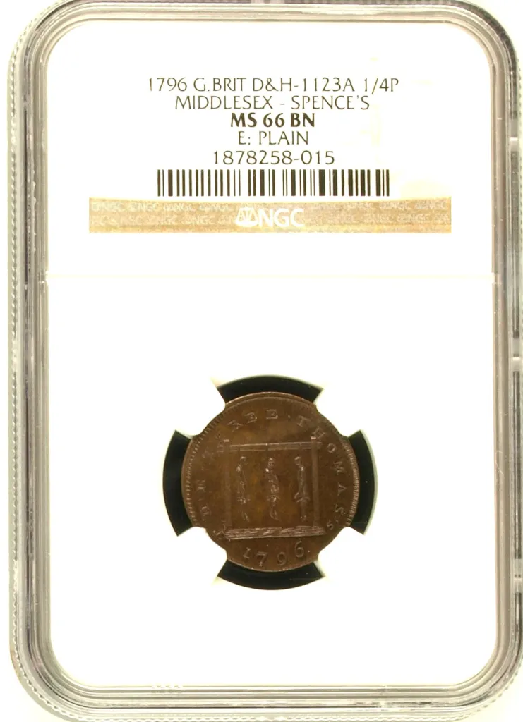 British North Borneo UK (Great Britain) 1/4 Pence 1796 Middlesex NGC MS66BN 0158483