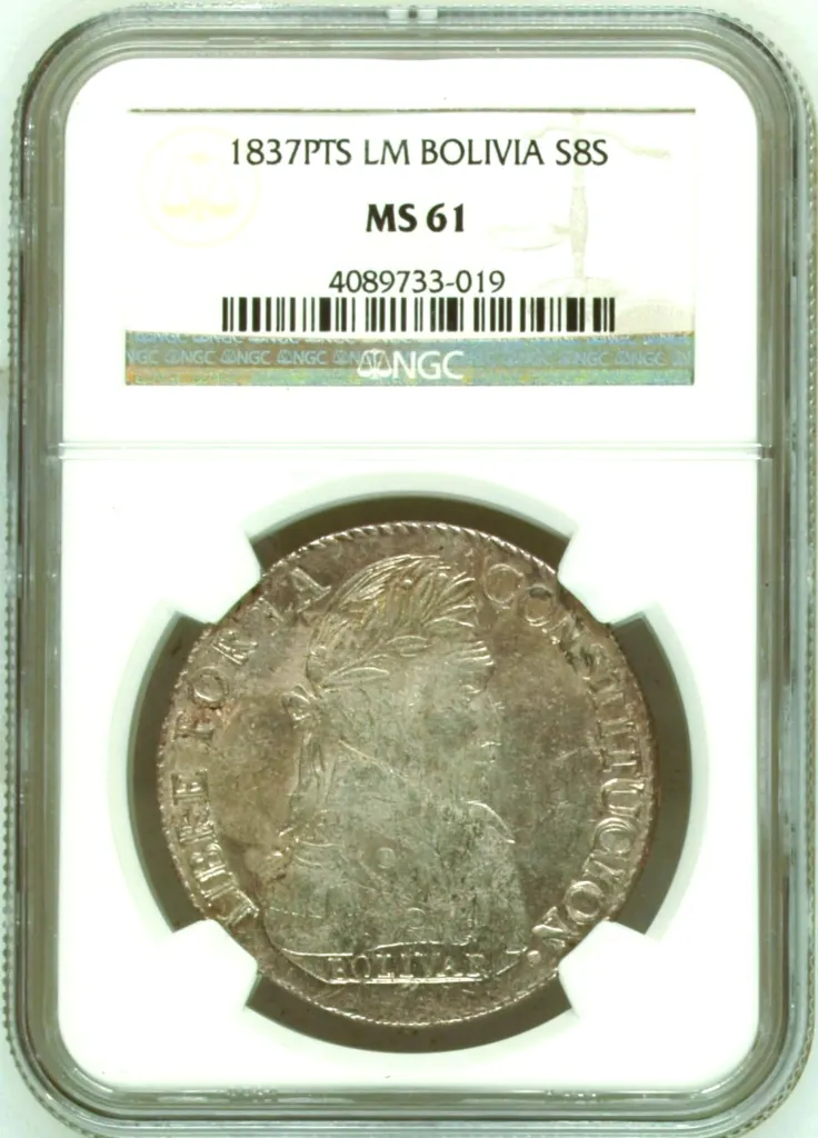 Bolivia 8 Soles 1837 Pts LM NGC MS61 0158489