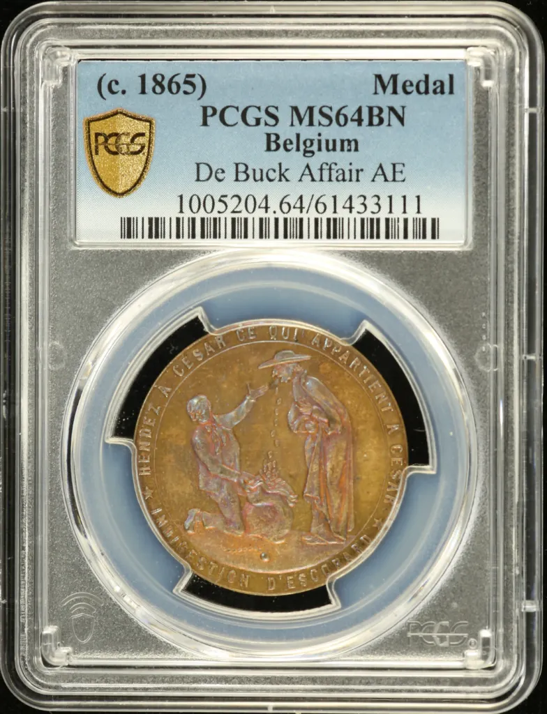Belgium De Buck Affair Medal (1865) PCGS MS64BN 0158915