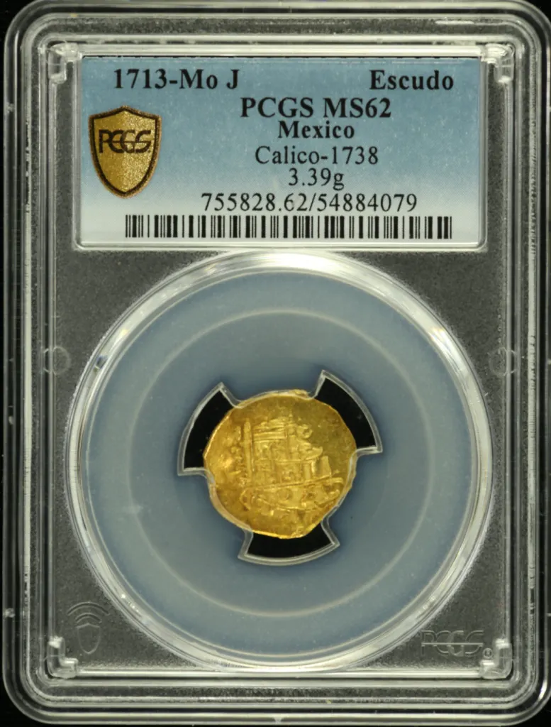 Colonial Gold Escudo 1713 Mo J Calico-1738 PCGS MS62 0158039