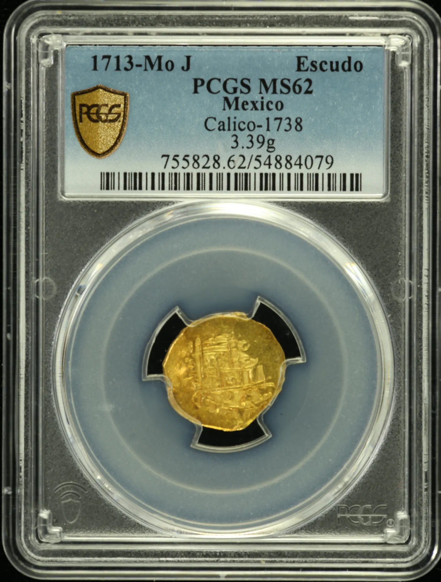 Colonial Gold Escudo 1713 Mo J Calico-1738 PCGS MS62 0158039