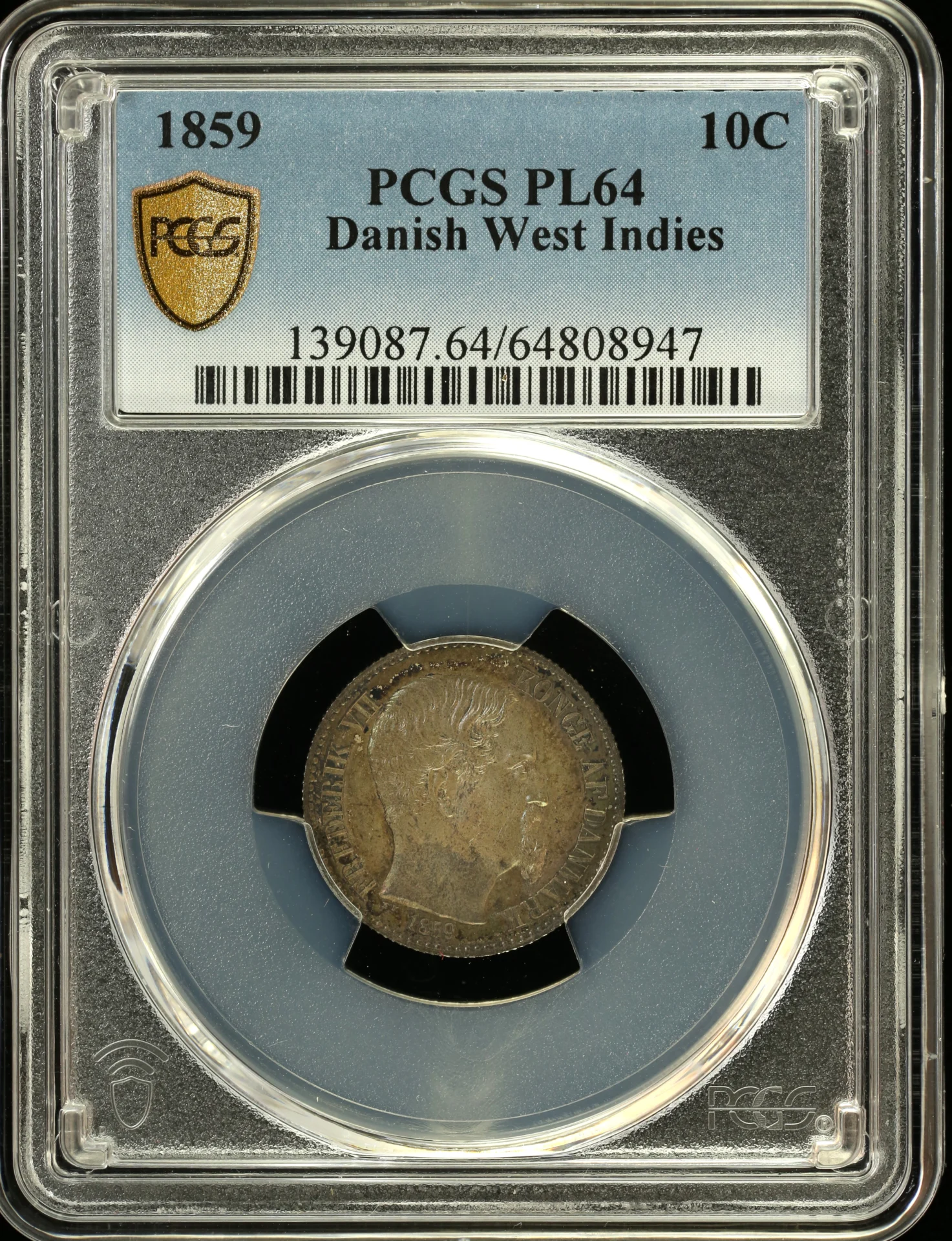 Caribbean Danish West Indies World Coins Danish West Indies 10 Cent 1859 PCGS PL64 0158536 Danish West Indies 10 Cent 1859 PCGS PL64 0158536