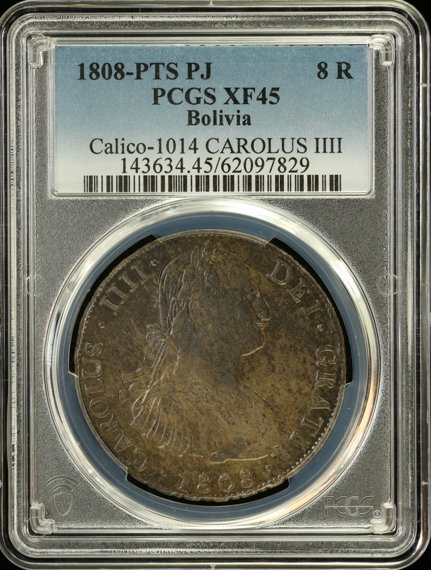 Bolivia Latin American Coins Bolivia 8 Reales 1808 Pts PJ PCGS XF45 Calico-1014 0158541 Bolivia 8 Reales 1808 Pts PJ PCGS XF45 Calico-1014 0158541