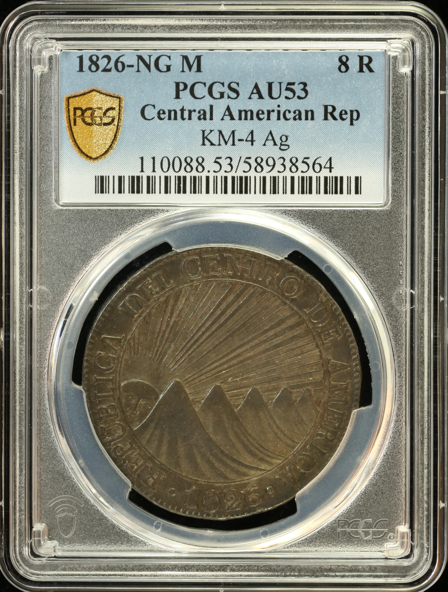 Central American Republic Latin American Coins Central American Republic 8 Reales 1826 Ng M PCGS AU53 KM-4 0158902 Central American Republic 8 Reales 1826 Ng M PCGS AU53 KM-4 0158902