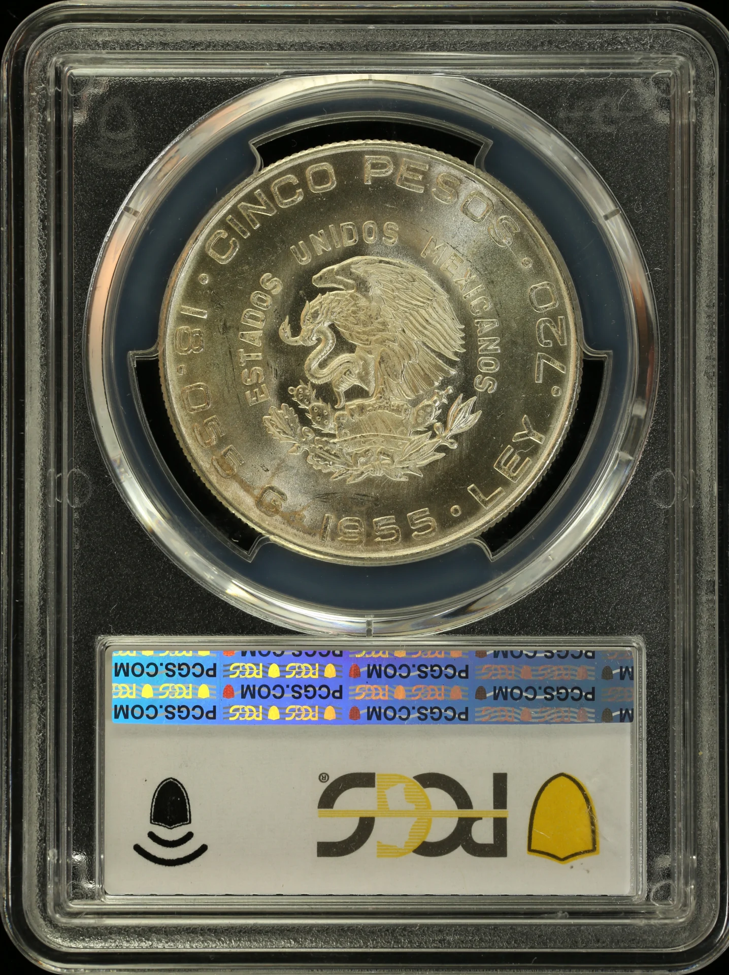 5 Peso Mexican Coins Modern Silver & Minors Modern Silver & Minors 5 Peso 1955 Mo KM-469 PCGS MS66 0158324 Modern Silver & Minors 5 Peso 1955 Mo KM-469 PCGS MS66 0158324Modern Silver & Minors 5 Peso 1955 Mo KM-469 PCGS MS66 0158324 - Image 2
