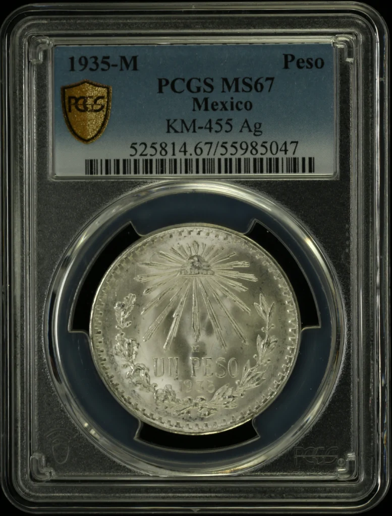 Modern Silver & Minors Peso 1935 M KM-455 PCGS MS67 0158230