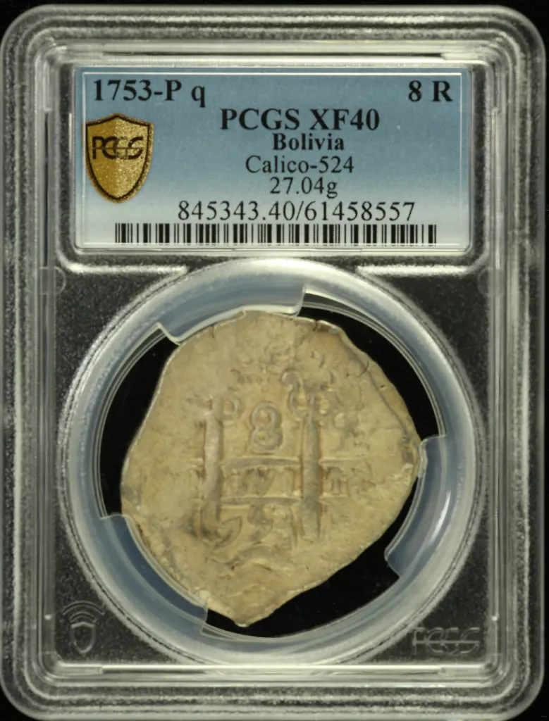 Bolivia 8 Reales 1753 P q Calico-524 PCGS XF40 0158559