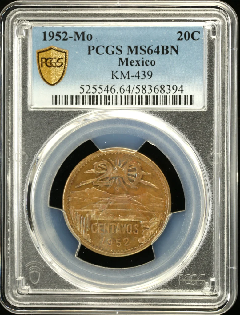 Modern Silver & Minors 20 Centavo 1952 Mo PCGS MS64BN KM-439 0159215