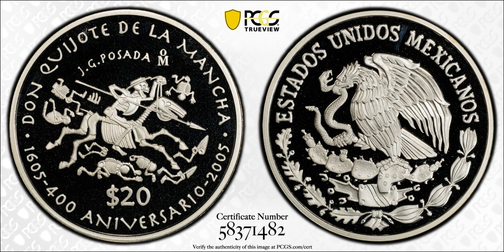 20 Peso Mexican Coins Modern Silver & Minors Modern Silver & Minors 20 Peso 2005 Mo PCGS PR69DCAM 0159236 Modern Silver & Minors 20 Peso 2005 Mo PCGS PR69DCAM 0159236Modern Silver & Minors 20 Peso 2005 Mo PCGS PR69DCAM 0159236 - Image 3