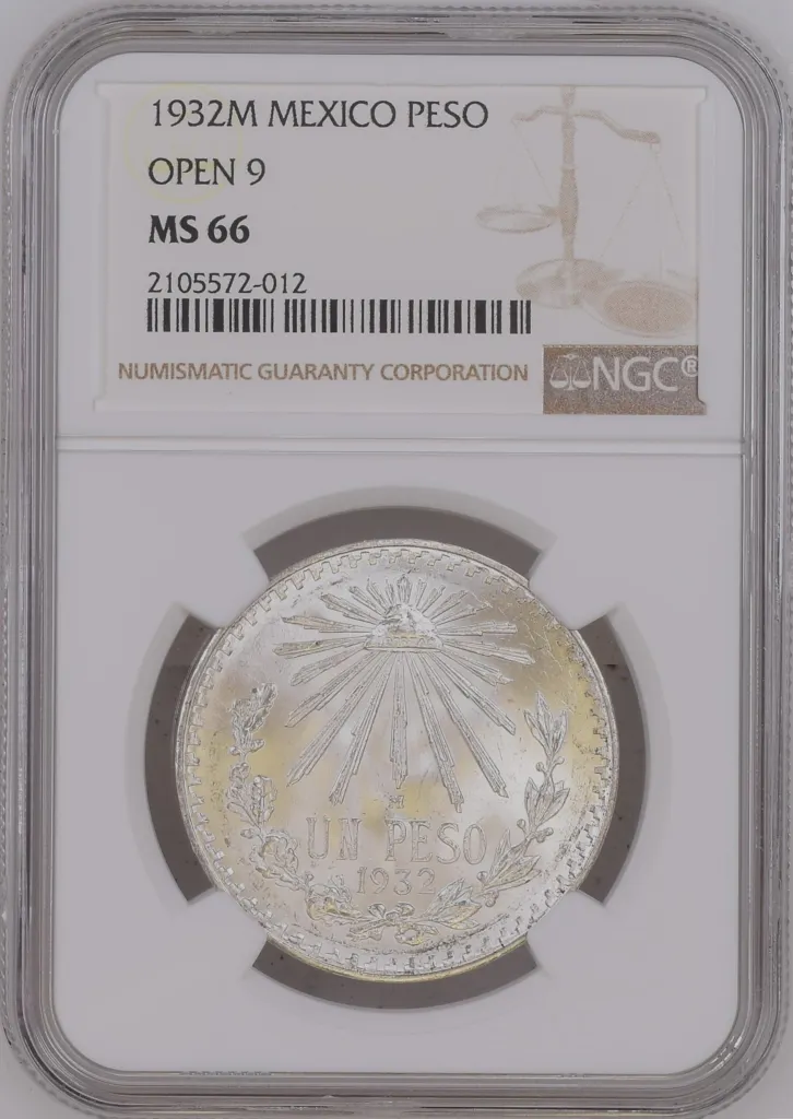 Modern Silver & Minors Peso 1932 M NGC MS66 0159035