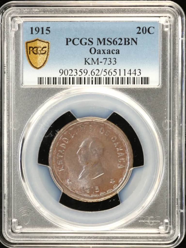 Oaxaca 20 Centavo 1915 Oaxaca KM-733 PCGS MS62BN 0159046