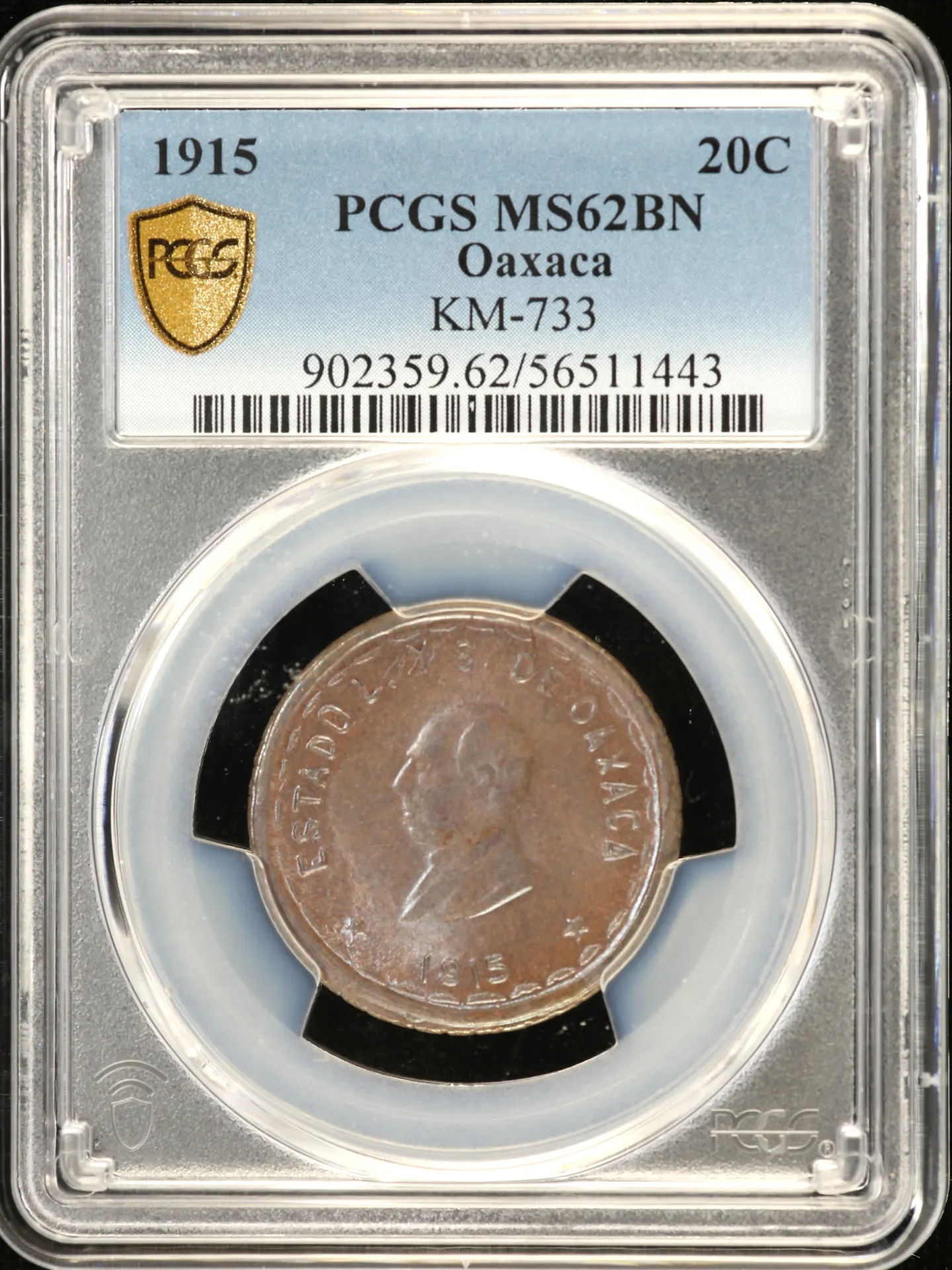 Oaxaca 20 Centavo 1915 Oaxaca KM-733 PCGS MS62BN 0159046