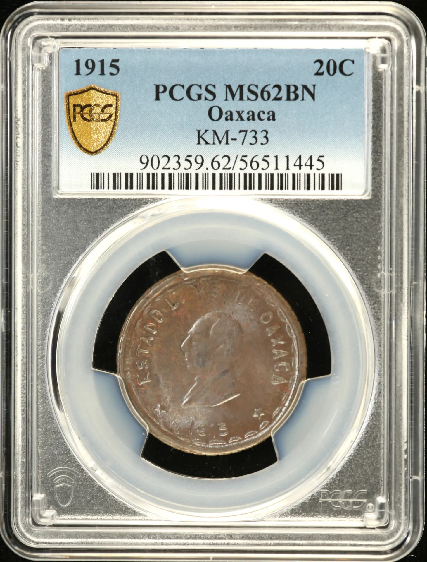 Oaxaca 20 Centavo 1915 Oaxaca KM-733 PCGS MS62BN 0159047
