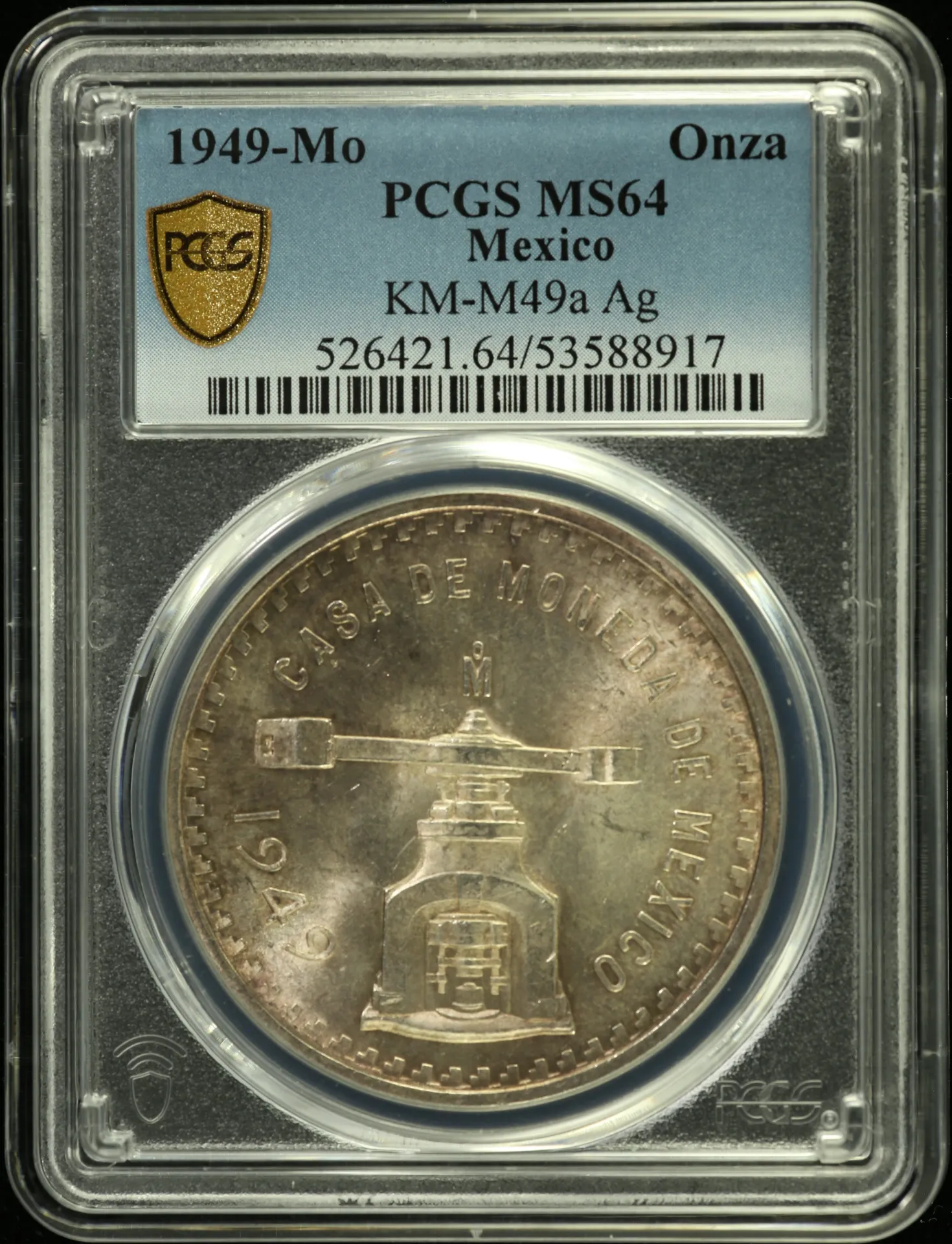 Mexican Coins Modern Silver & Minors Onza Modern Silver & Minors Onza 1949 Mo KM-M49a PCGS MS64 0159150 Modern Silver & Minors Onza 1949 Mo KM-M49a PCGS MS64 0159150